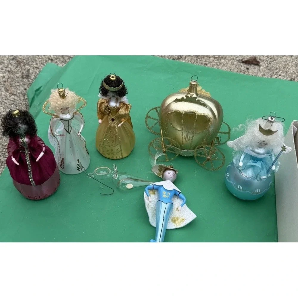 De Carlini Rare Italian Glass Christmas Ornament Set 7 Pc‎ w/ Box